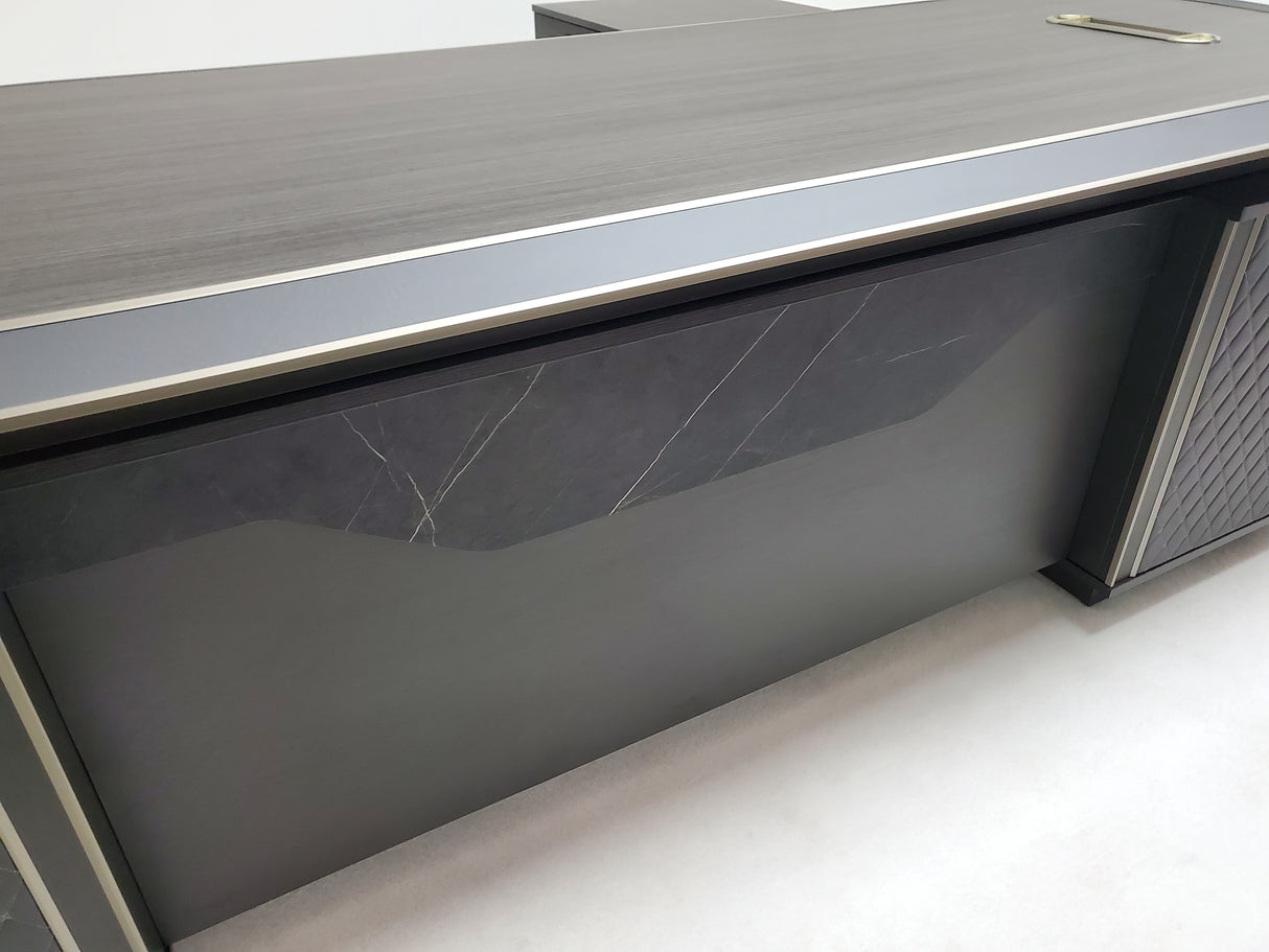 Large Modern Executive Office Desk with Bevelled Design - Corner Design with Additional Cupboard - 2400mm - TUT-01D