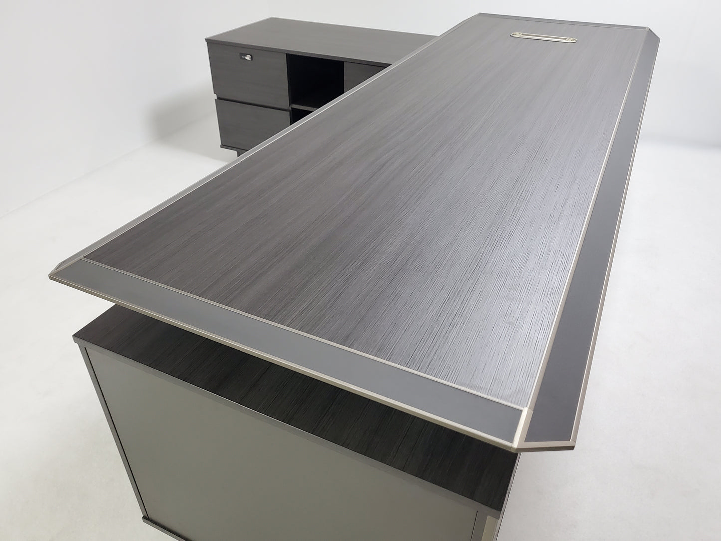 Large Modern Executive Office Desk with Bevelled Design - Corner Design with Additional Cupboard - 2400mm - TUT-01D