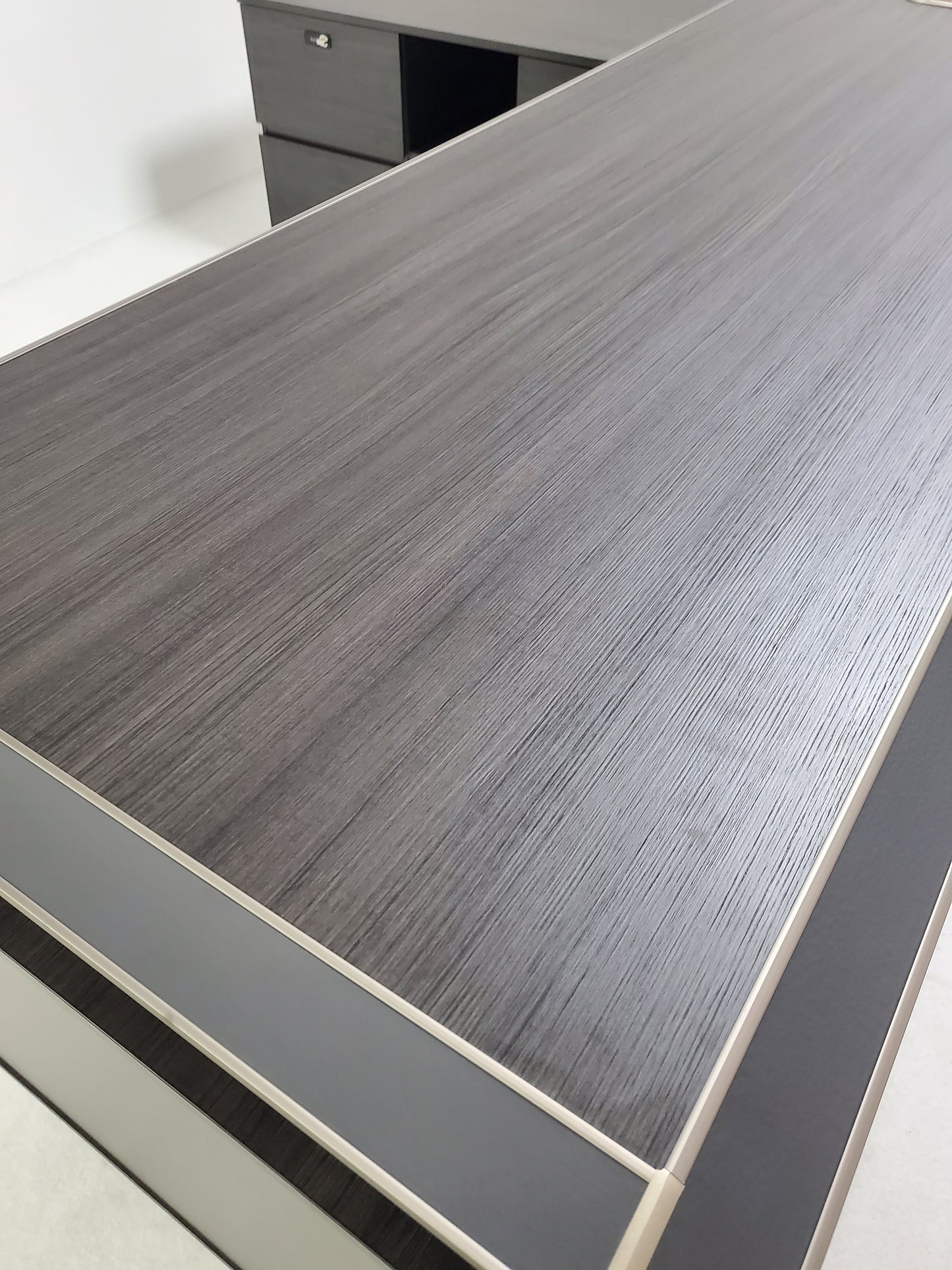 Large Modern Executive Office Desk with Bevelled Design - Corner Design with Additional Cupboard - 2400mm - TUT-01D