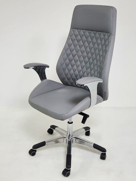 Contemporary Light Grey Leather Reclining Executive Office - YS1107A