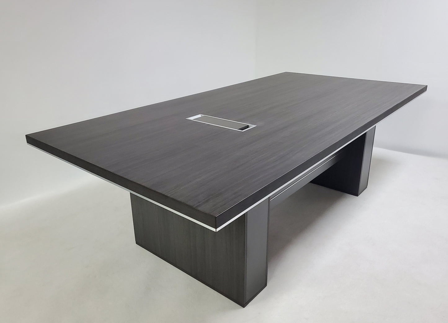 Grey Oak Executive Boardroom Table with Chrome Trim - 2400mm - DG07-C0124-04