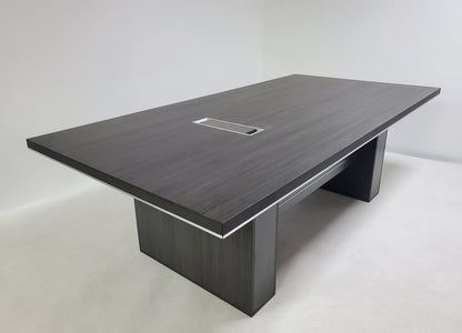 Grey Oak Executive Boardroom Table with Chrome Trim - 2400mm - DG07-C0124-04