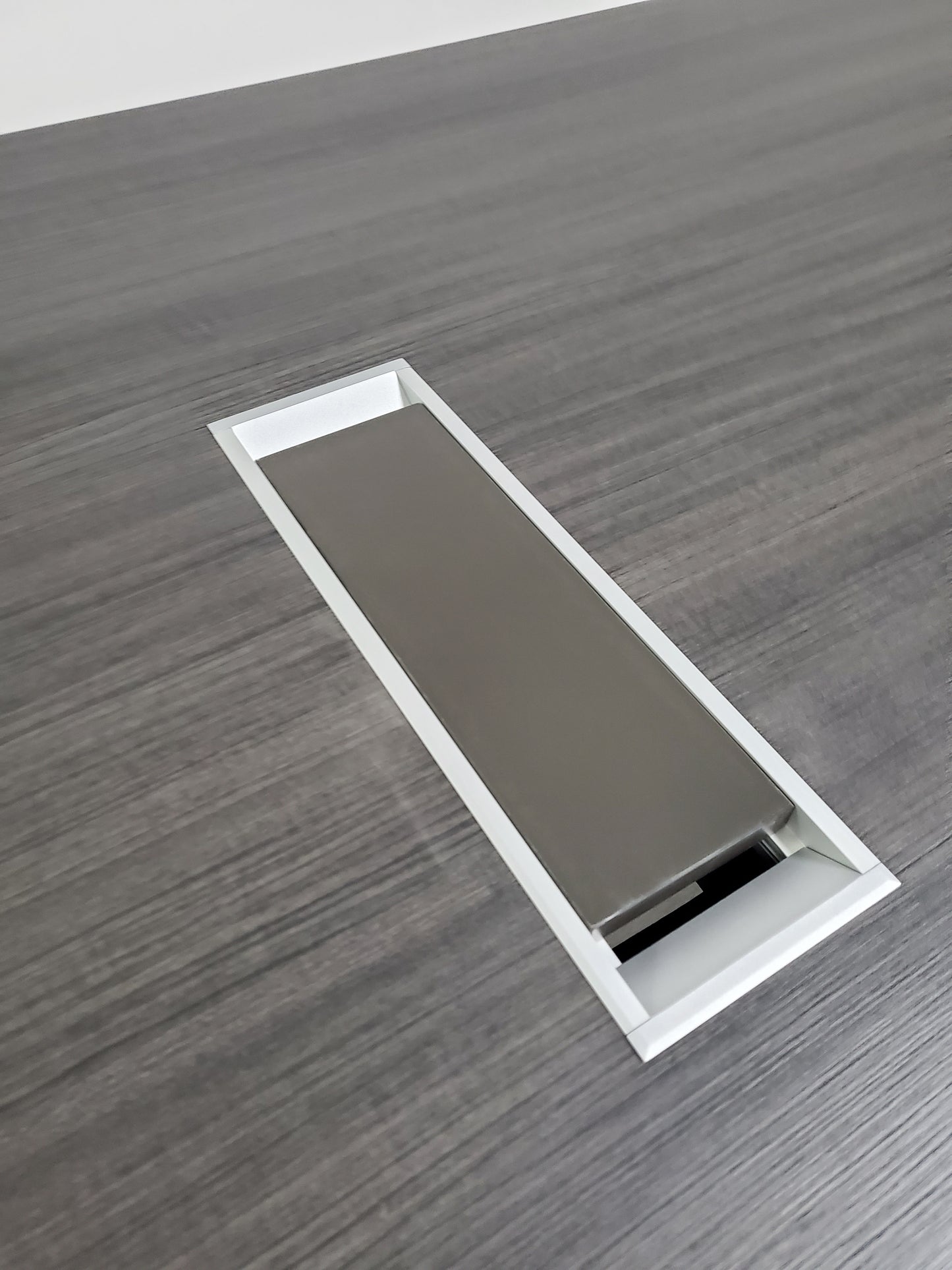 Grey Oak Executive Boardroom Table with Chrome Trim - 2400mm - DG07-C0124-04