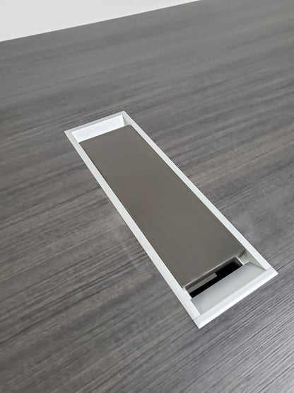 Grey Oak Executive Boardroom Table with Chrome Trim - 2400mm - DG07-C0124-04