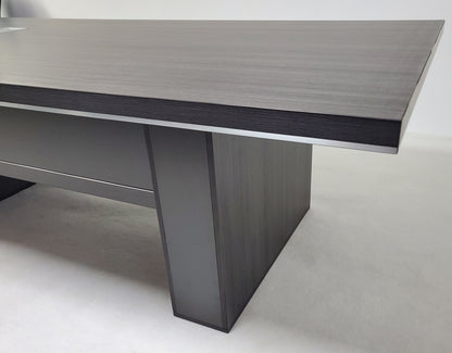 Grey Oak Executive Boardroom Table with Chrome Trim - 2400mm - DG07-C0124-04