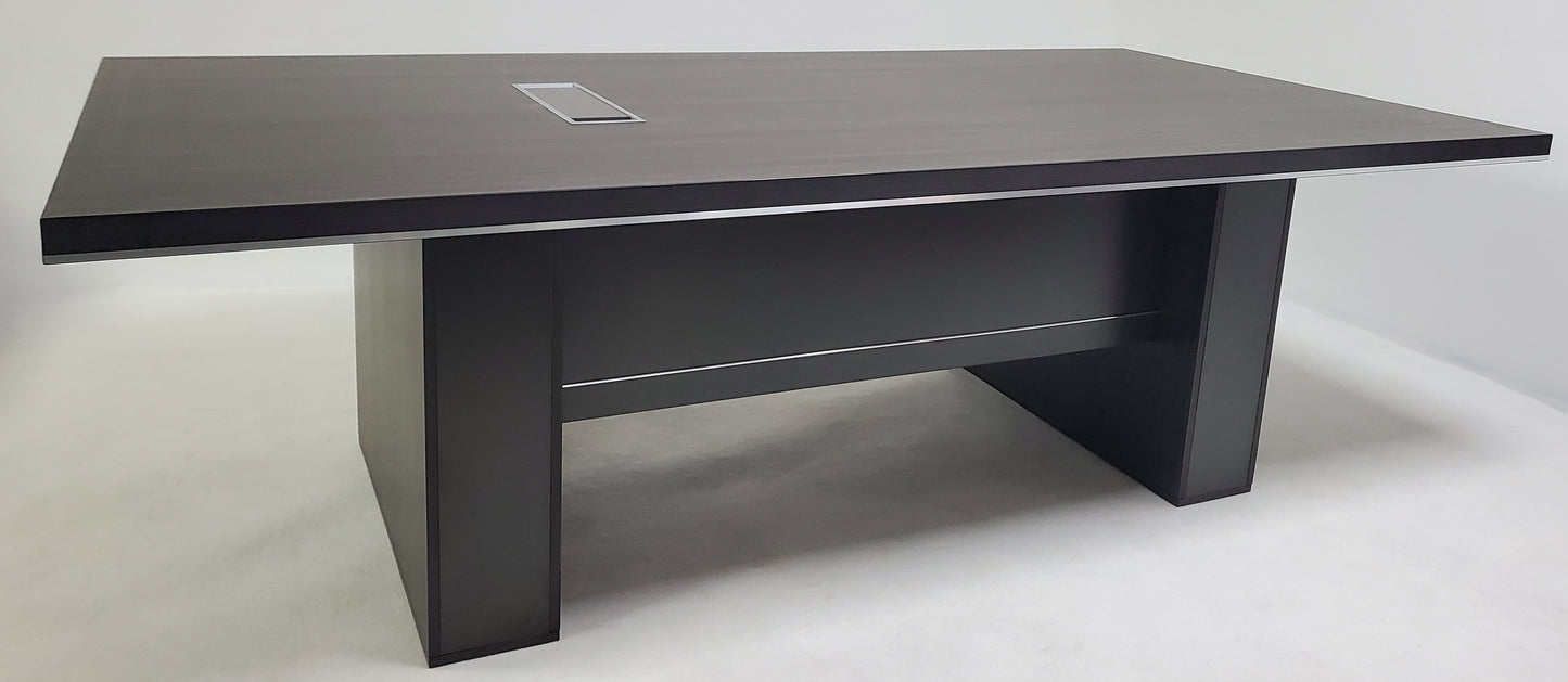 Grey Oak Executive Boardroom Table with Chrome Trim - 2400mm - DG07-C0124-04