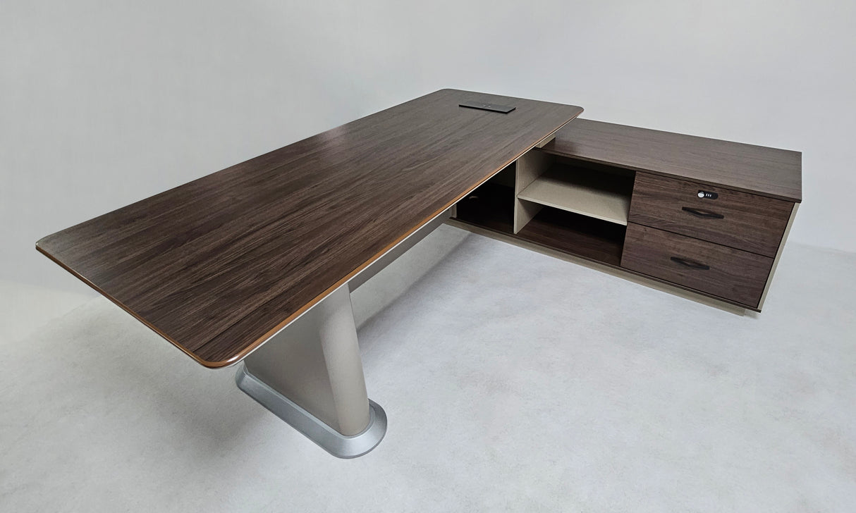 Coffee Oak and Cream Executive Corner Desk - 2200mm - H05