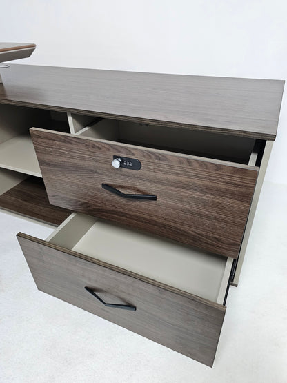 Coffee Oak and Cream Executive Corner Desk - 2200mm - H05