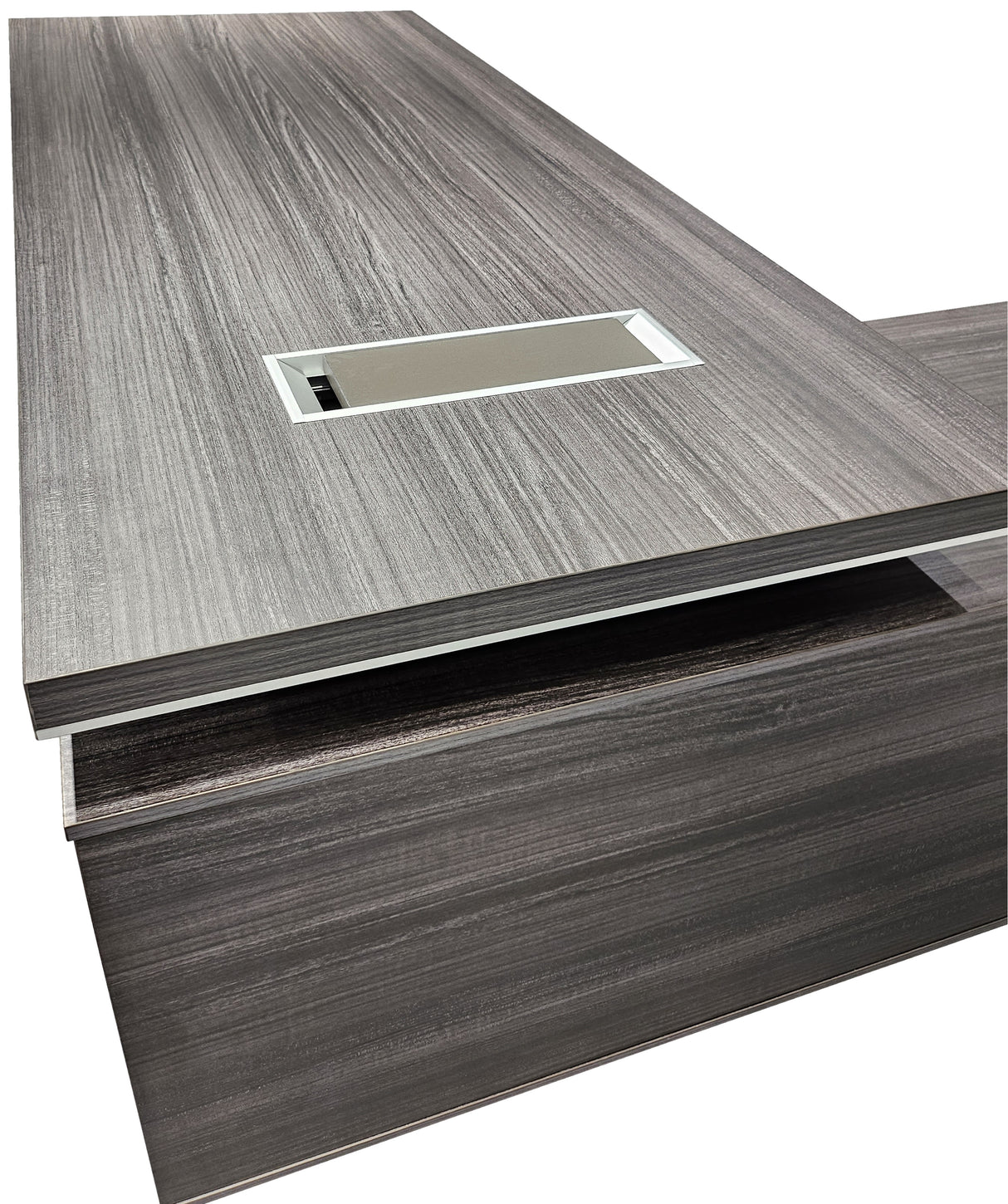 Stylish Grey Oak Veneer Corner Executive Office Desk - 1800mm - DG07-D18