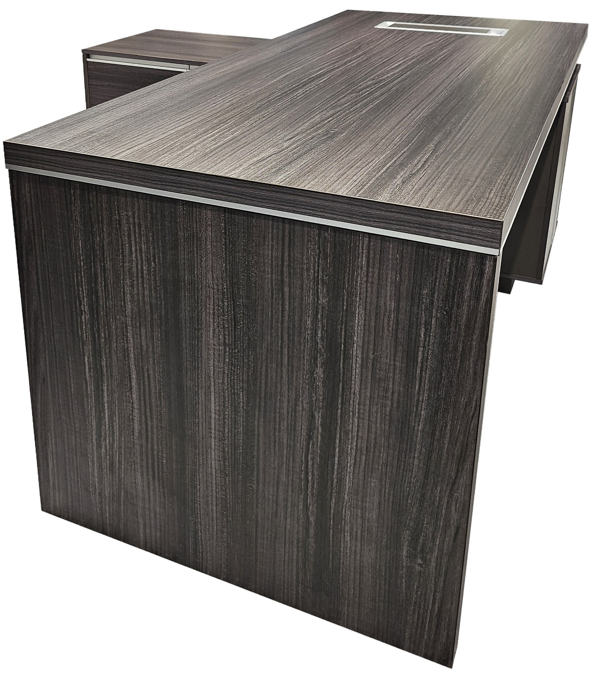 Stylish Grey Oak Veneer Corner Executive Office Desk - 1800mm - DG07-D18