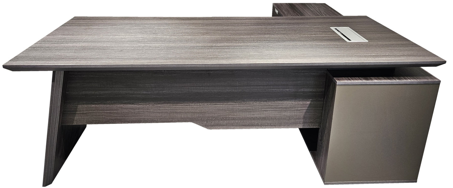 Modern Grey Oak Veneer Corner Executive Office Desk with Built in Storage - 2000mm - DG19-C-D20