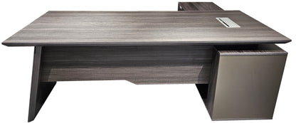 Modern Grey Oak Veneer Corner Executive Office Desk with Built in Storage - 2000mm - DG19-C-D20