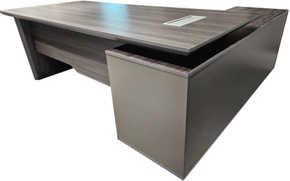 Modern Grey Oak Veneer Corner Executive Office Desk with Built in Storage - 2000mm - DG19-C-D20