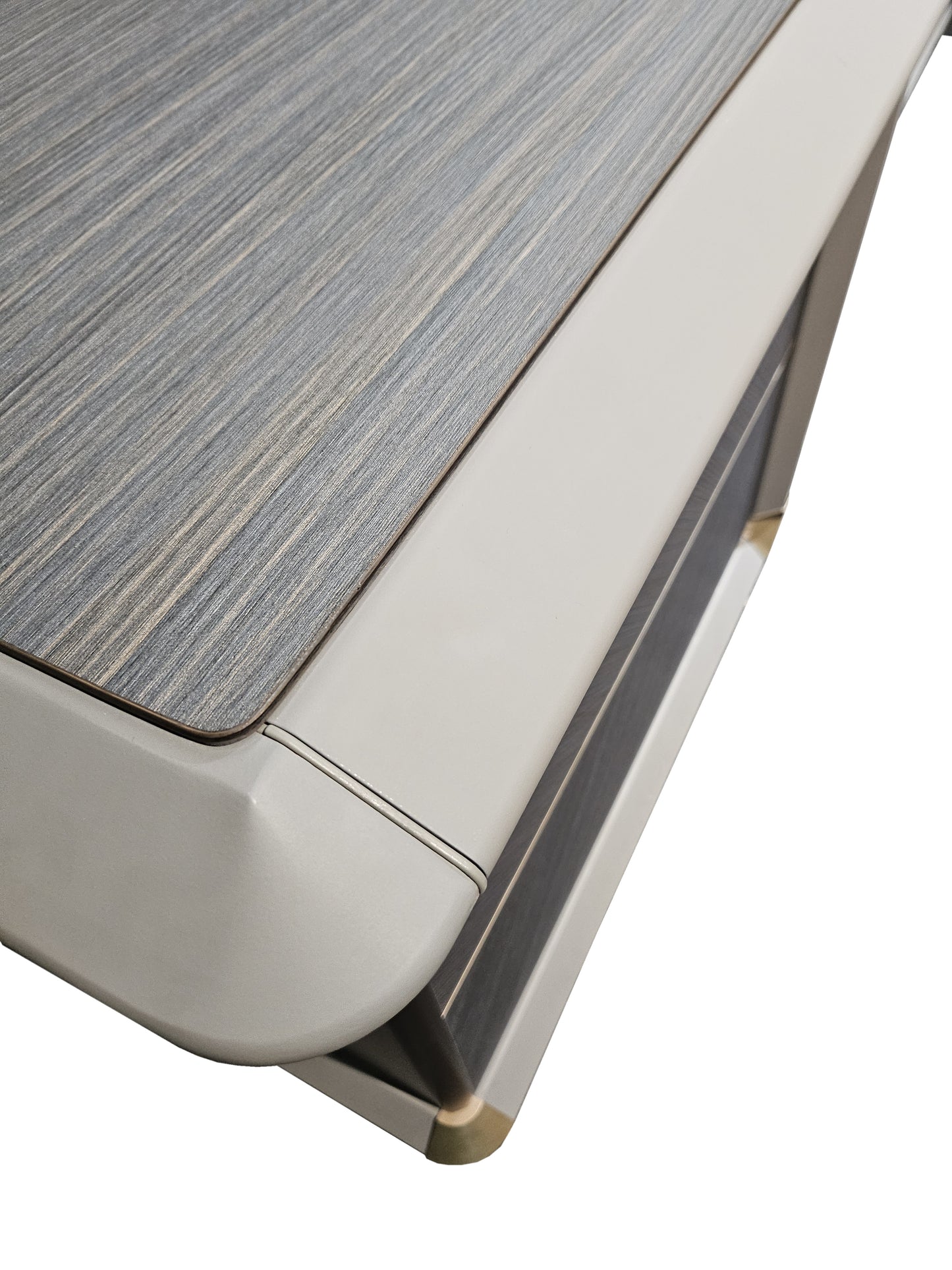 Large Modern Grey Oak Straight Office Desk with Herringbone Detailing and Built in Storage - 2800mm - DHH-D0128