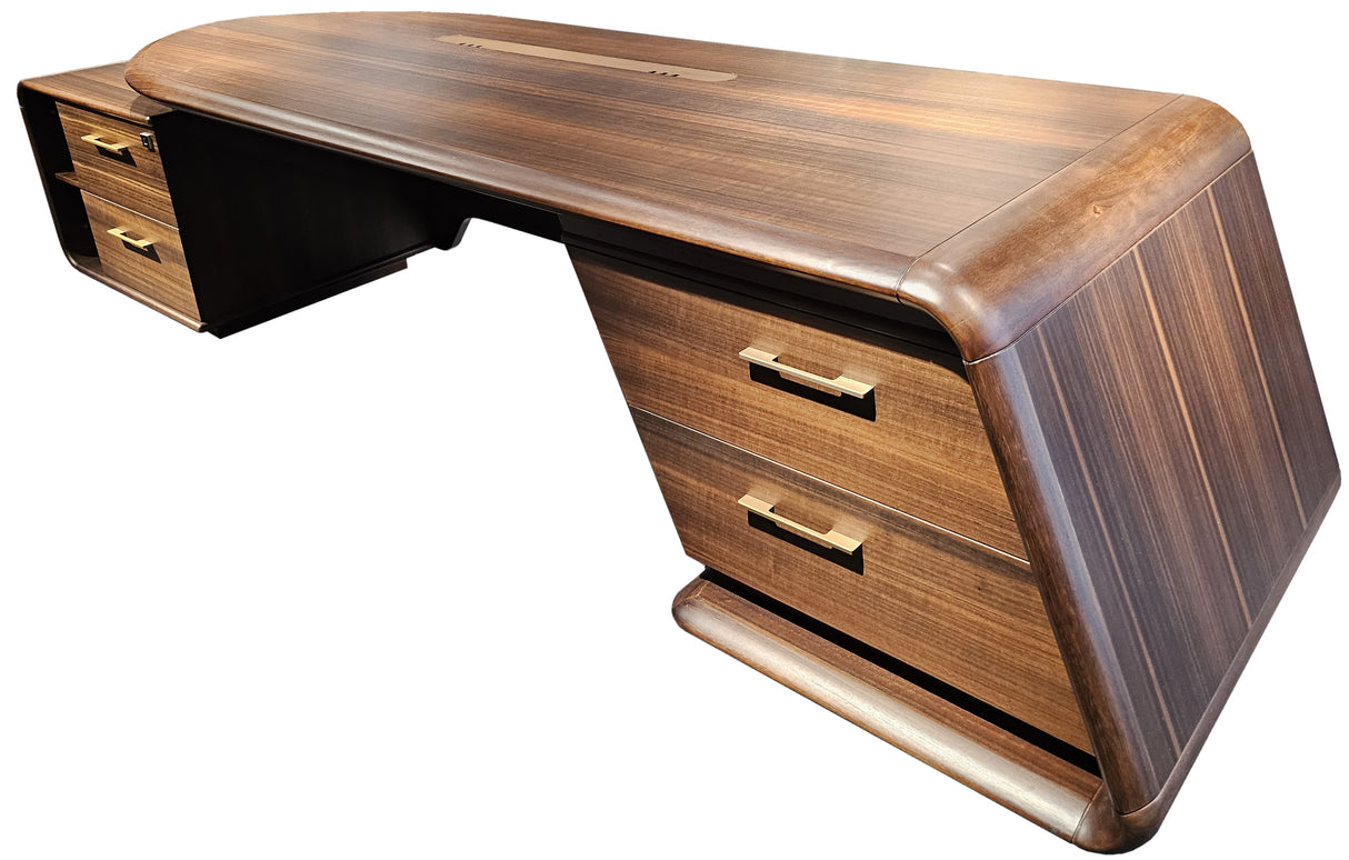 Solid Wood Curved Executive Office Desk with Built in Storage - 2800mm - GU-D28
