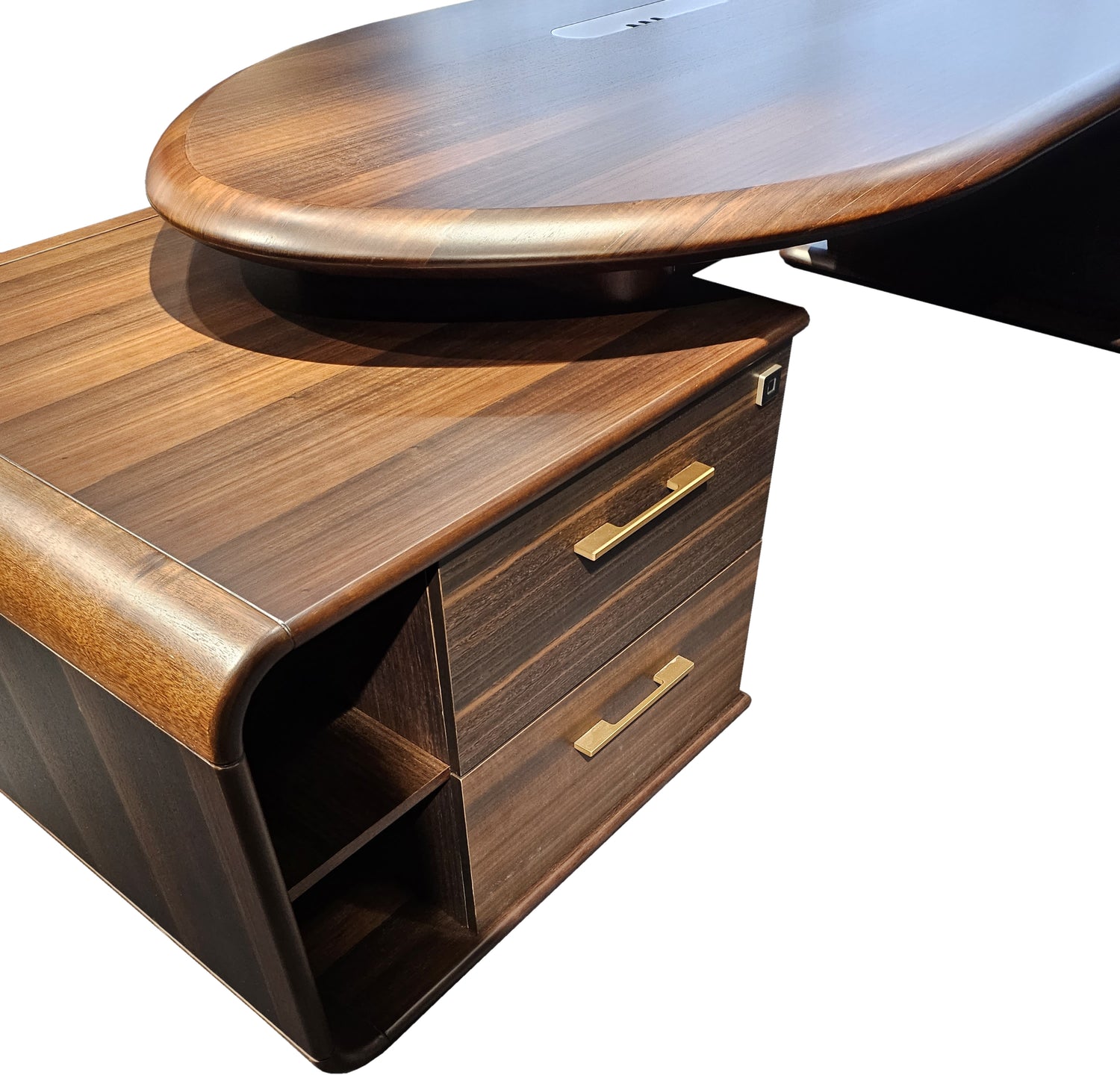 Solid Wood Curved Executive Office Desk with Built in Storage - 2800mm ...