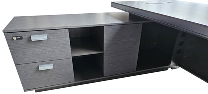 Modern Grey Aluminium Edged Melamine Corner Executive Office Desk with Full Length Top - 2200mm or 2400mm - WKO-FL-C-D04
