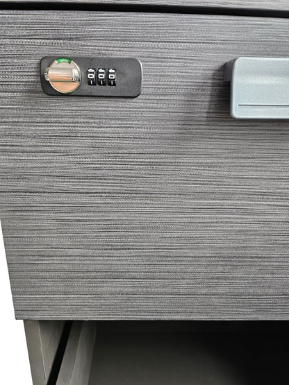 Modern Grey Aluminium Edged Melamine Corner Executive Office Desk with Full Length Top - 2200mm or 2400mm - WKO-FL-C-D04