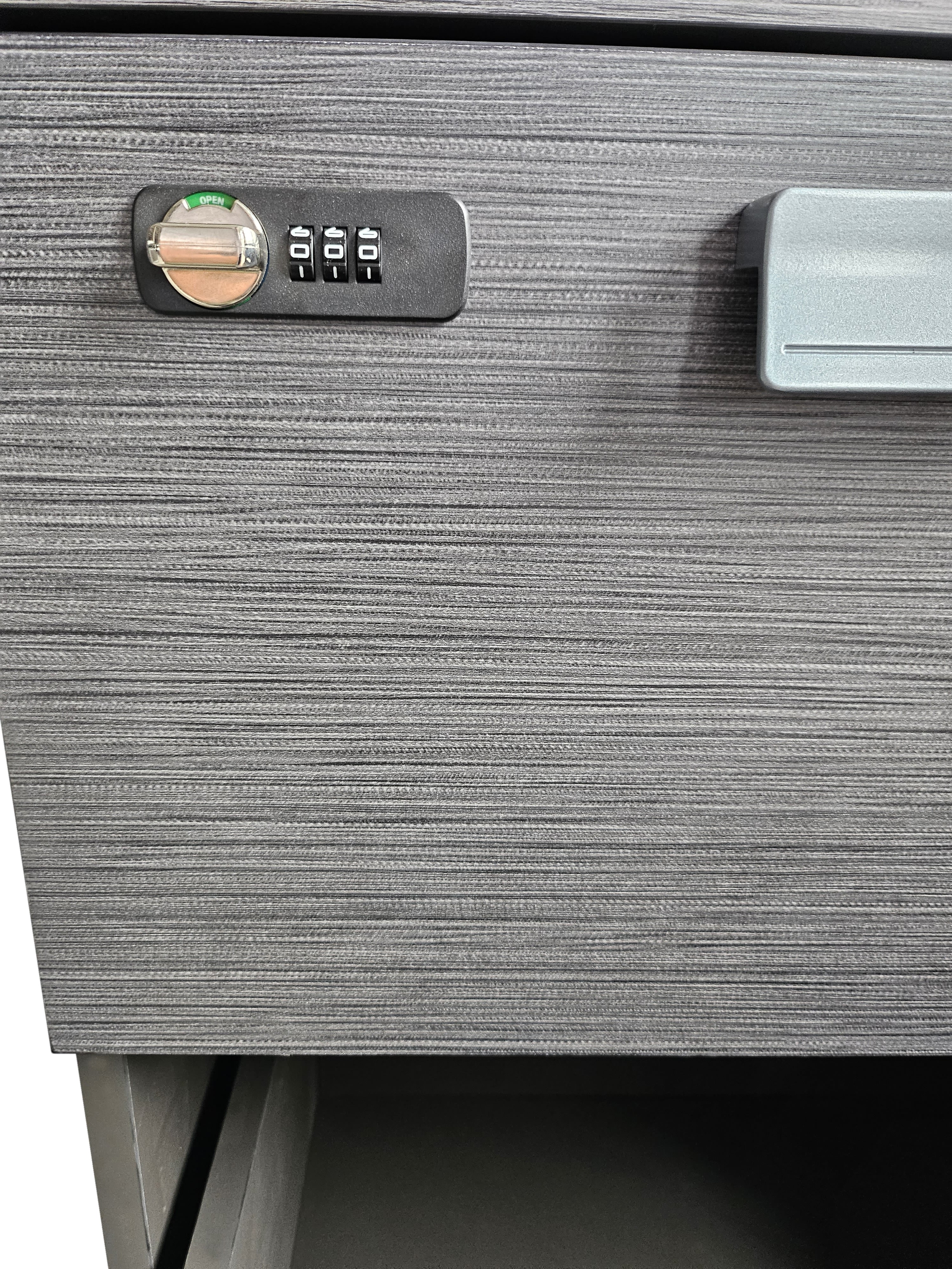 Grey Oak Melamine Executive Corner Office Desk with Full Length Desktop - 2400mm - WKO-FL-D0424
