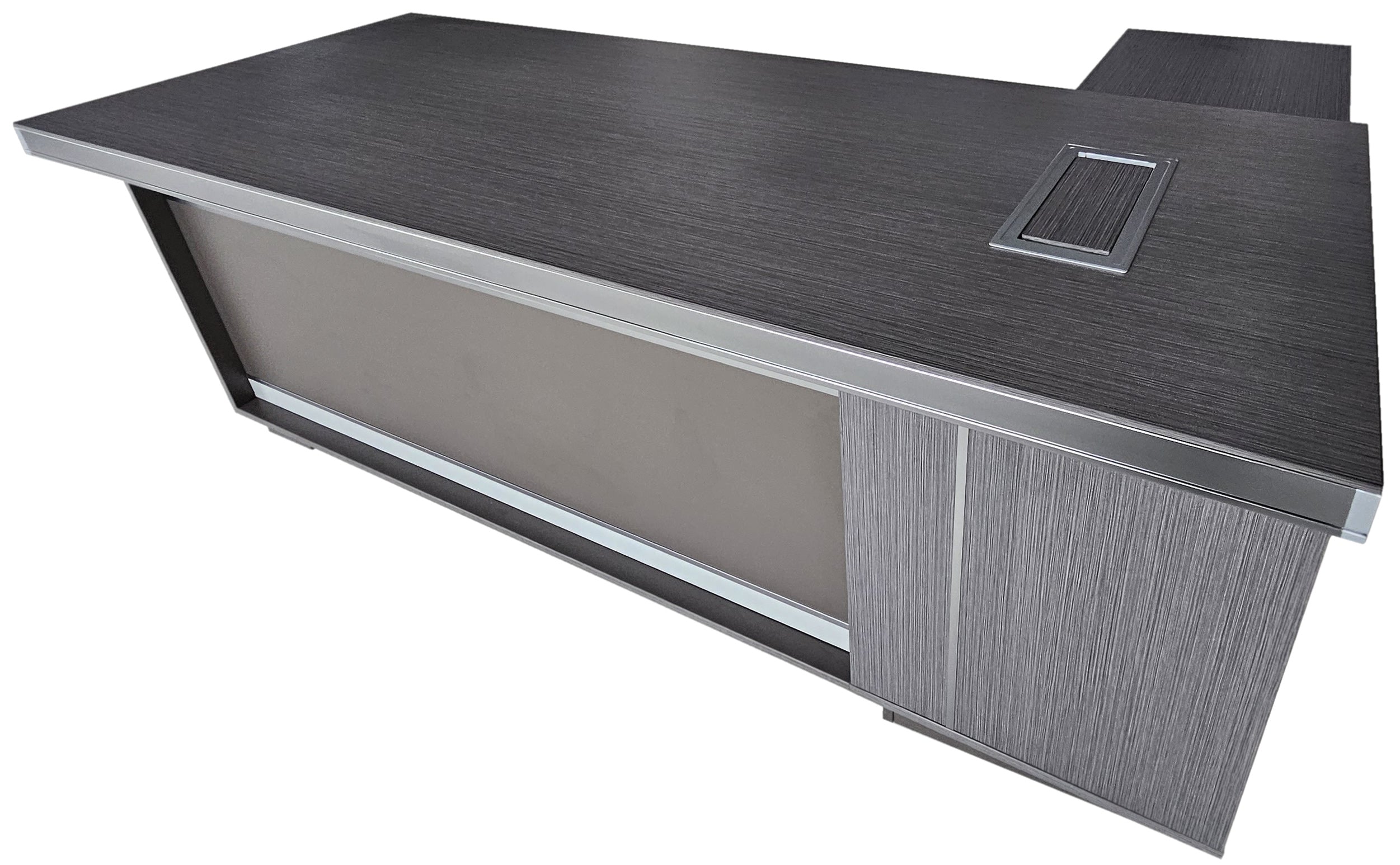 Grey Oak Melamine Executive Corner Office Desk with Full Length Desktop - 2000mm - WKO-FL-D0520