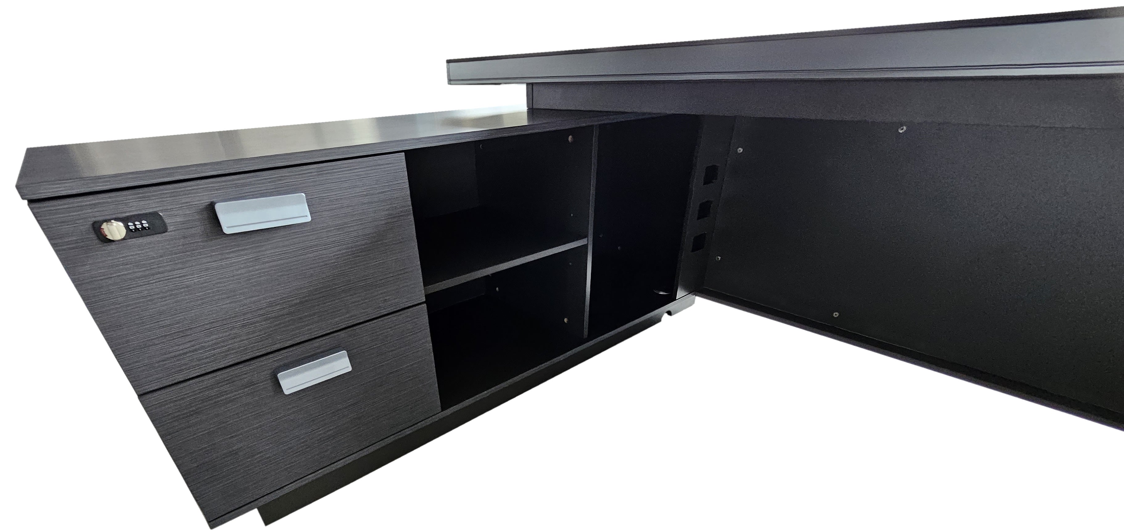 Grey Oak Melamine Executive Corner Office Desk with Full Length Desktop - 2000mm - WKO-FL-D0520