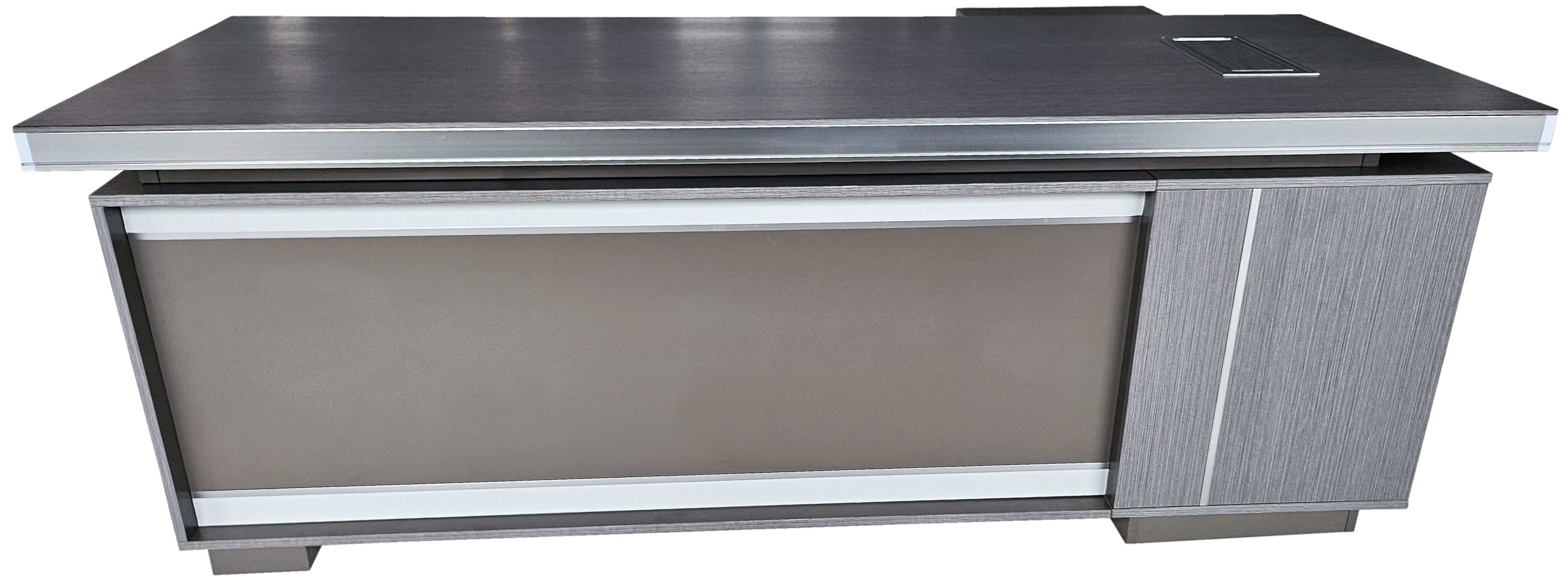 Grey Oak Melamine Executive Corner Office Desk with Full Length Desktop - 2000mm - WKO-FL-D0520