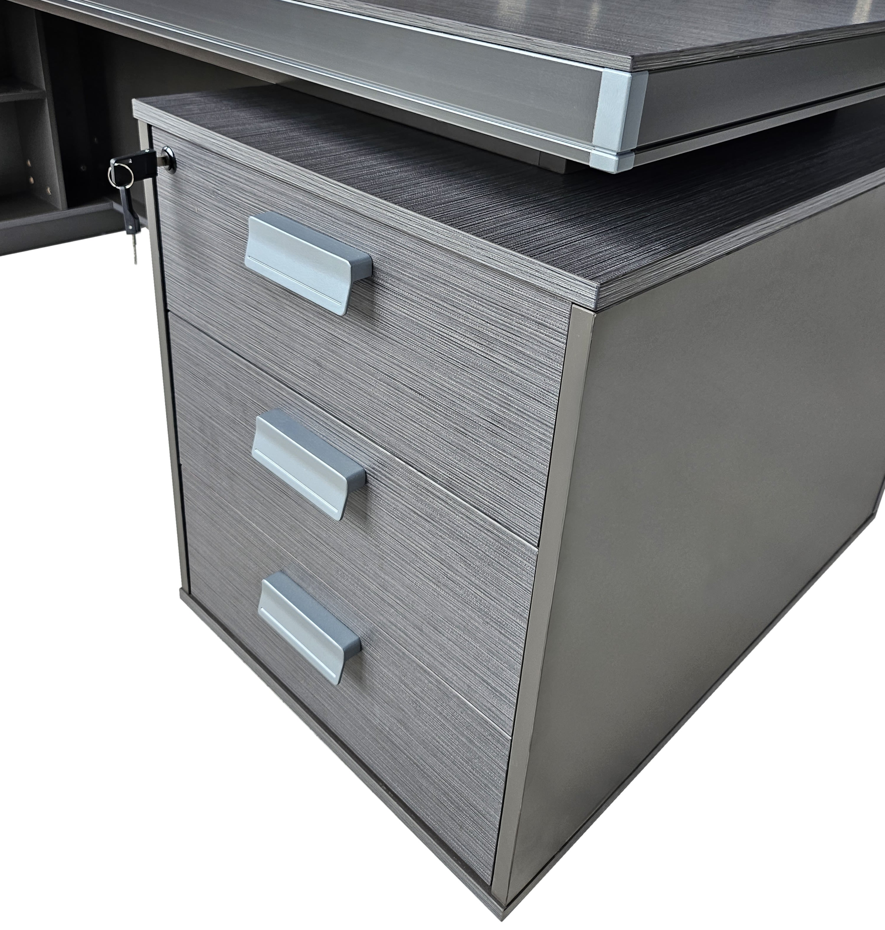 Grey Oak Melamine Executive Straight Office Desk with Full Length Desktop - 1800mm - WKO-FL-S-D0518