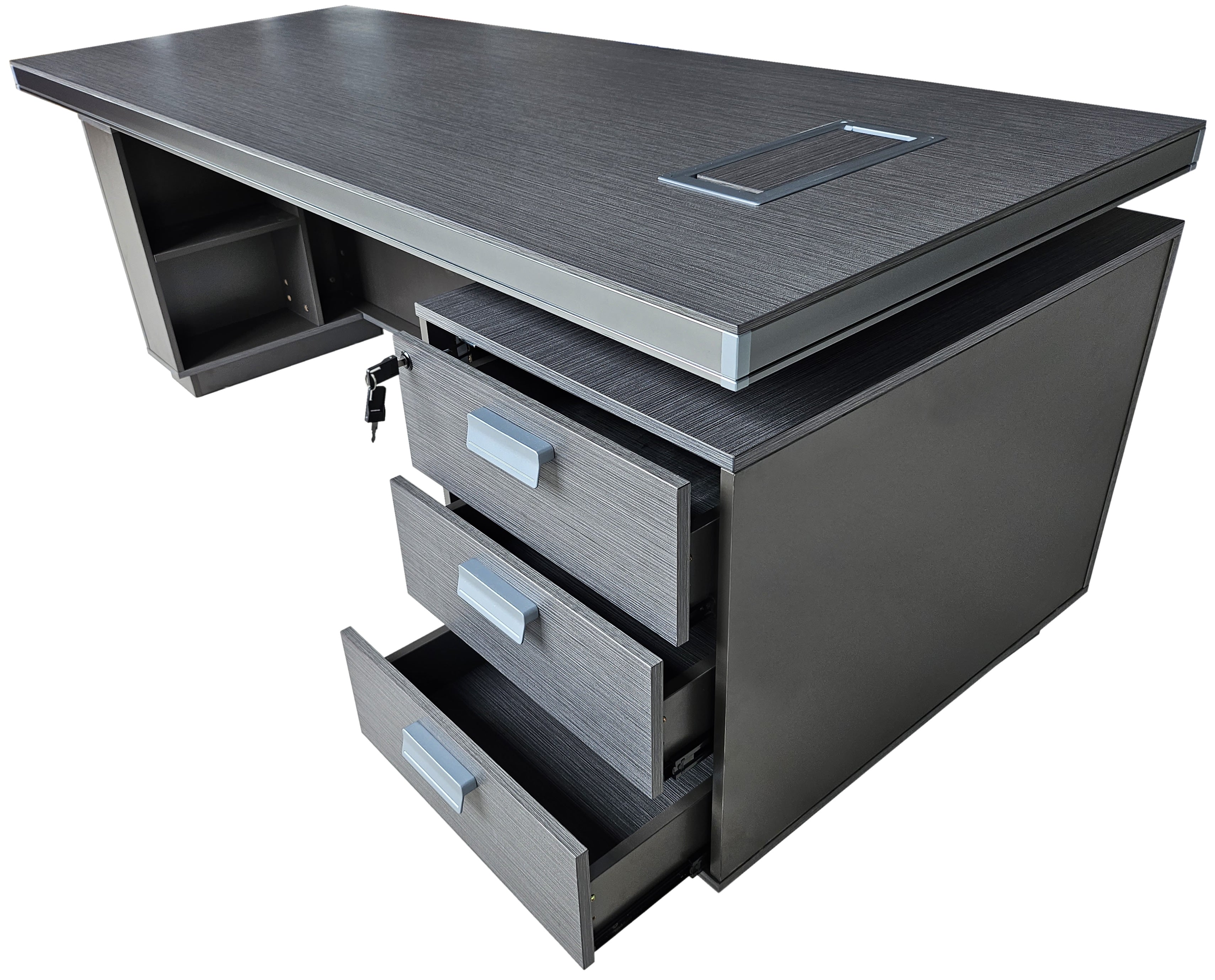Grey Oak Melamine Executive Straight Office Desk with Full Length Desktop - 1800mm - WKO-FL-S-D0518