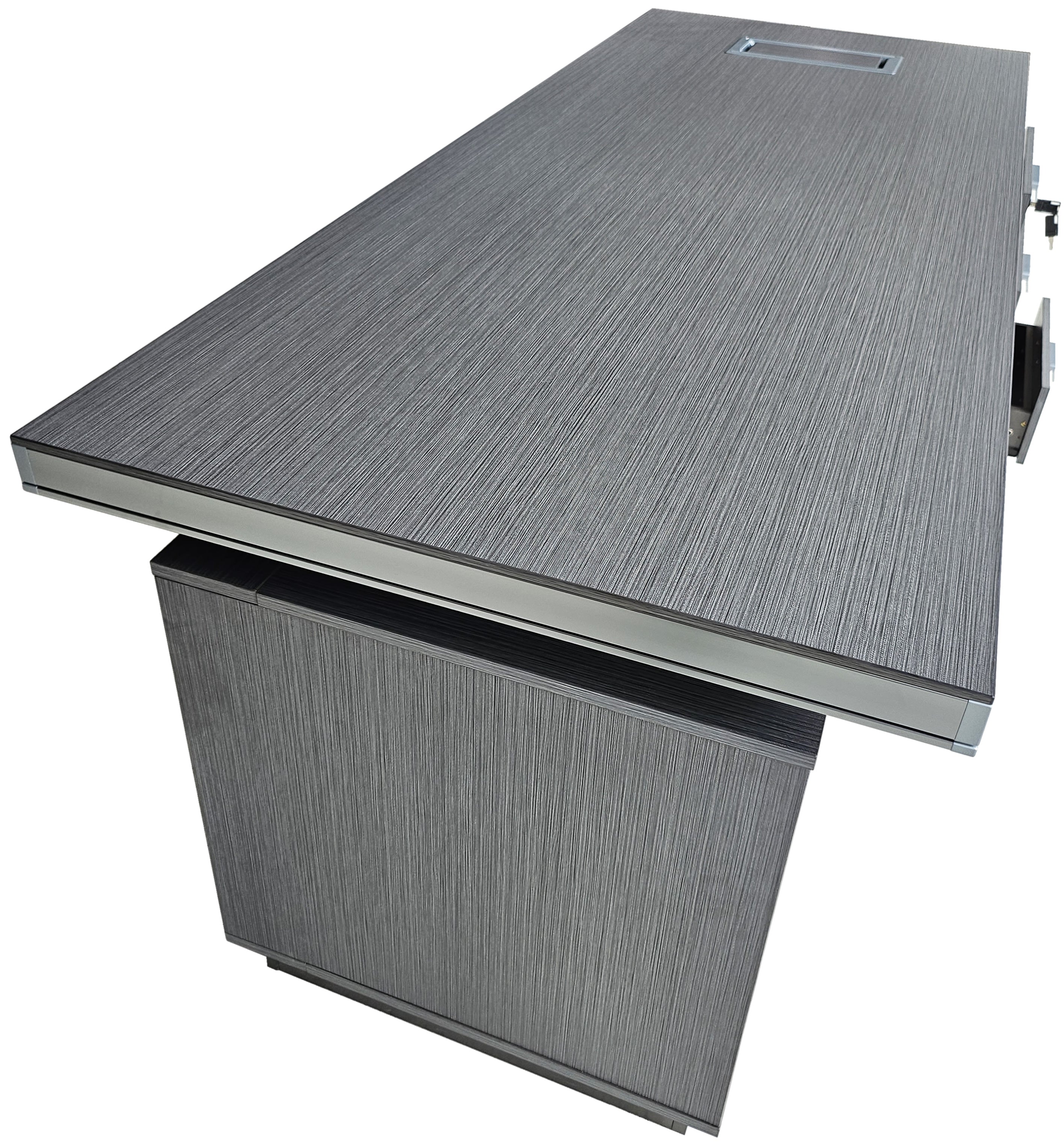 Grey Oak Melamine Executive Straight Office Desk with Full Length Desktop - 1800mm - WKO-FL-S-D0518