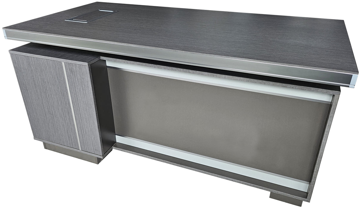 Modern Grey Aluminium Edged Melamine Corner Executive Office Desk with Full Length Top - 1600mm - WKO-FL-S-D0516