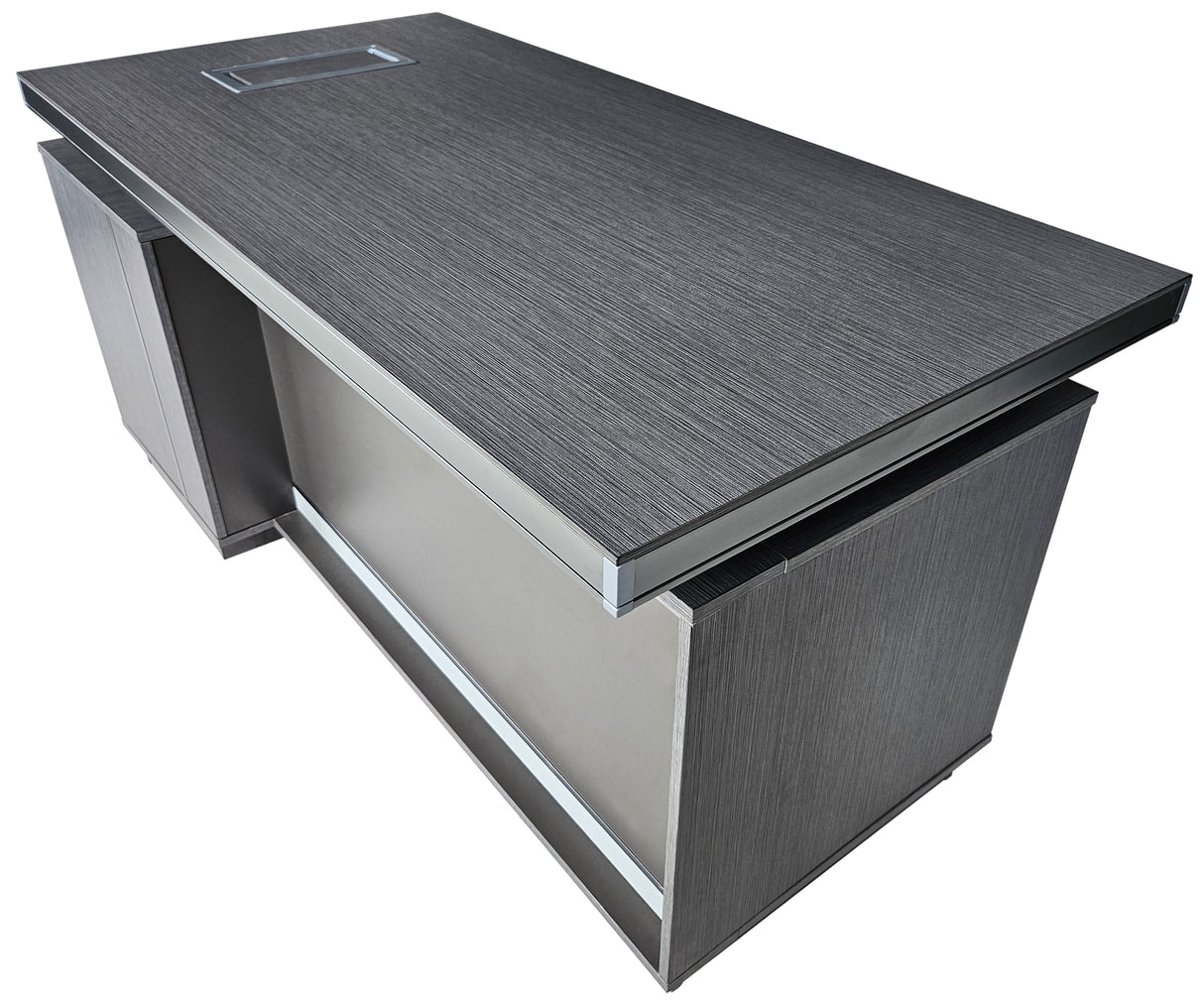 Grey Oak Melamine Executive Straight Office Desk with Full Length Desktop - 1600mm - WKO-FL-S-D0516