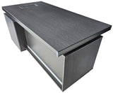 Modern Grey Aluminium Edged Melamine Corner Executive Office Desk with Full Length Top - 1600mm - WKO-FL-S-D0516