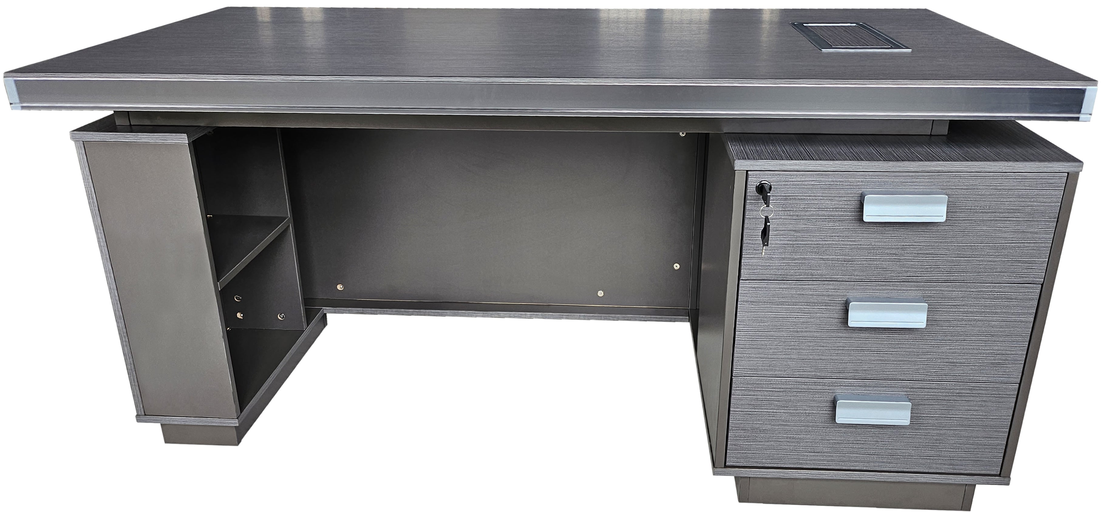 Grey Oak Melamine Executive Straight Office Desk with Full Length Desktop - 1800mm - WKO-FL-S-D0518