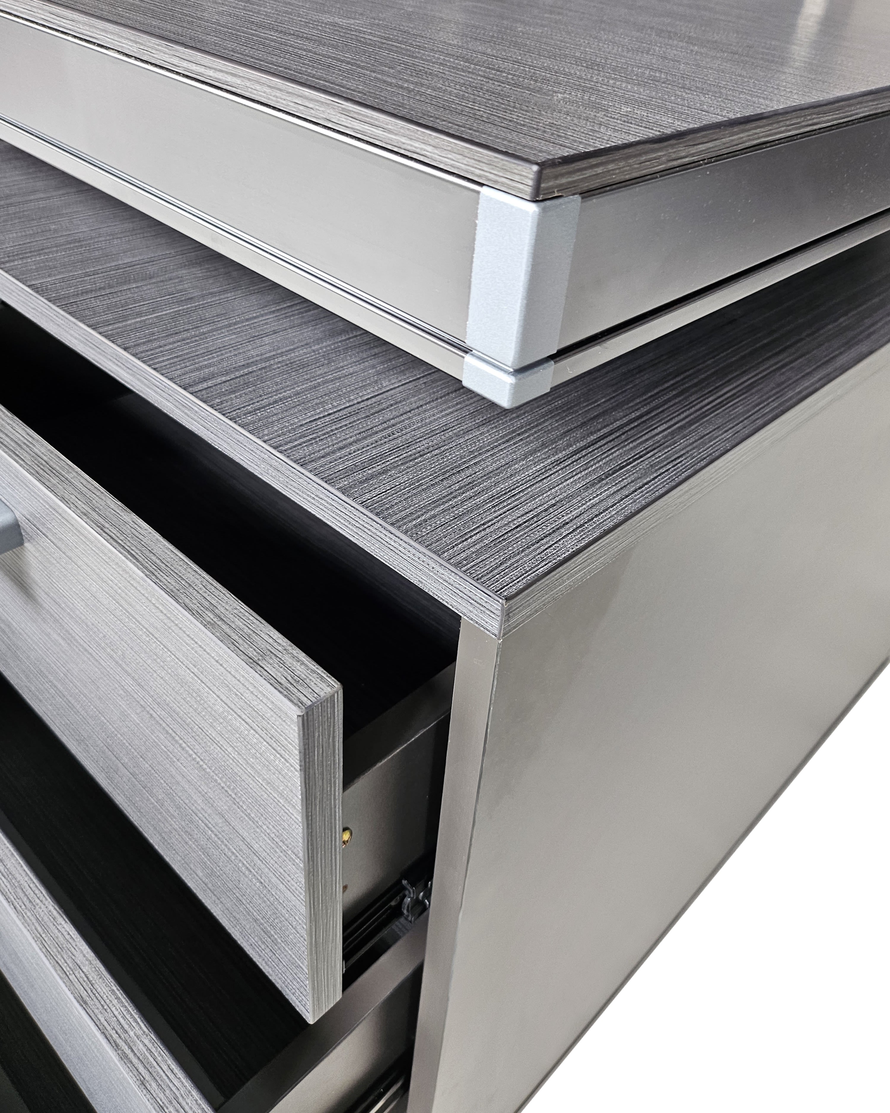 Grey Oak Melamine Executive Straight Office Desk with Full Length Desktop - 1800mm - WKO-FL-S-D0518