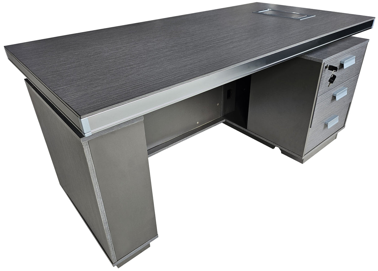 Grey Oak Melamine Executive Straight Office Desk with Full Length Desktop - 1800mm - WKO-FL-S-D0518