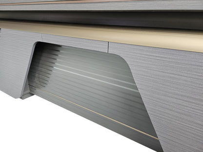 Large Modern Grey Oak Executive Corner Office Desk with Full Desktop and Brass Detailing - 2400mm - BP60-D06