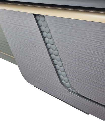 Modern Grey Oak Executive Corner Office Desk with Full Desktop and Brass Detailing - 2000mm - BP60-D07