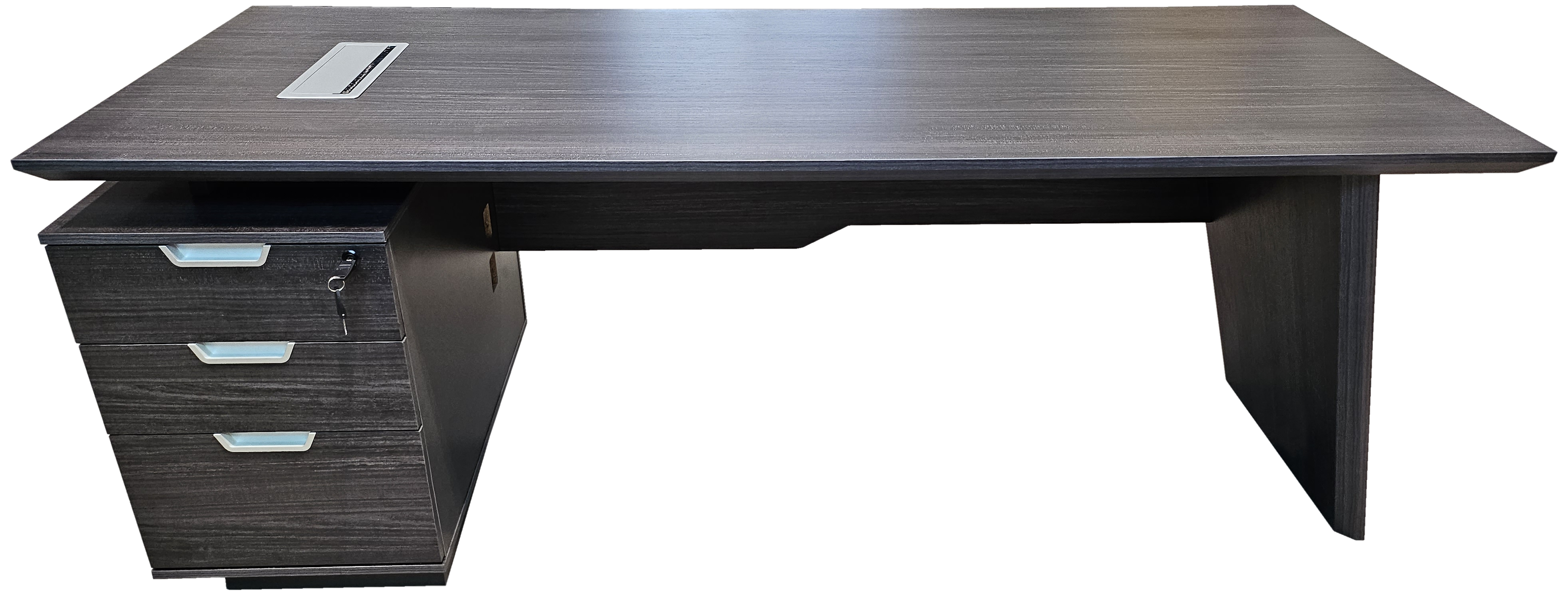 Modern Grey Oak Veneer Straight Executive Office Desk with Built in Pedestal - 1800mm - DG19-S-D18
