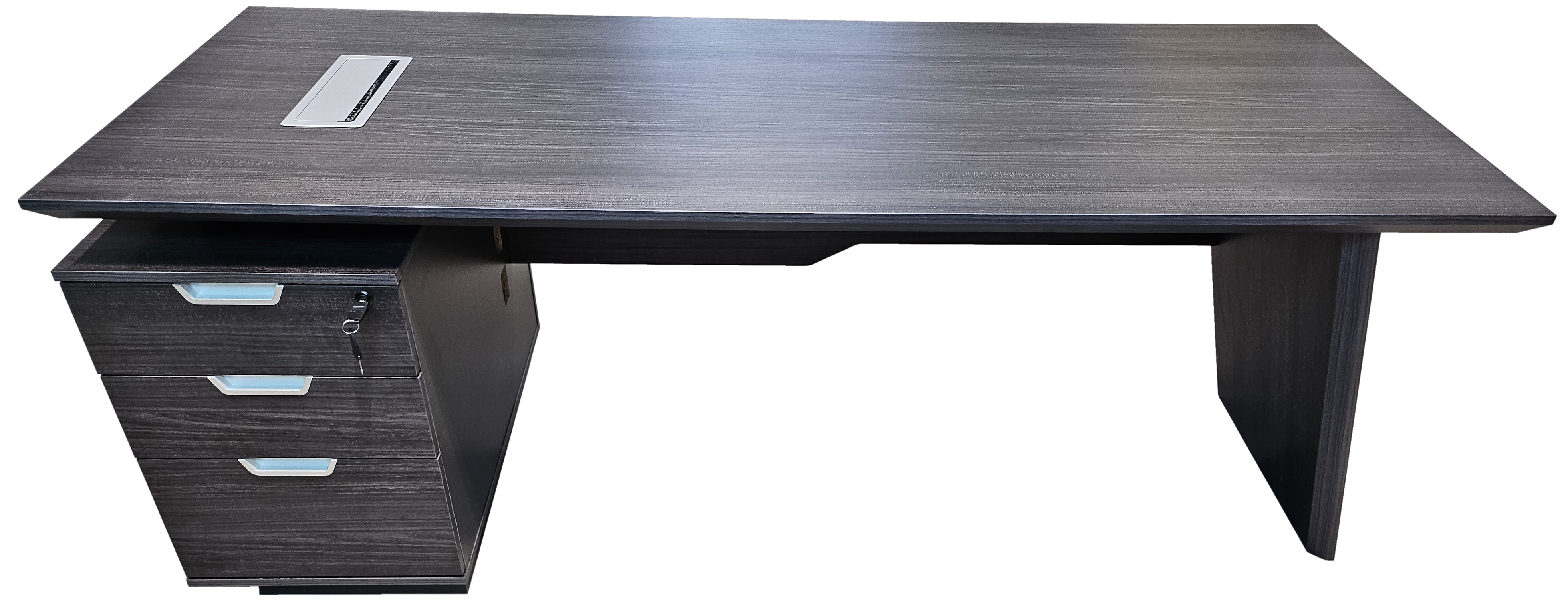 Modern Grey Oak Veneer Straight Executive Office Desk with Built in Pedestal - 1800mm - DG19-S-D18