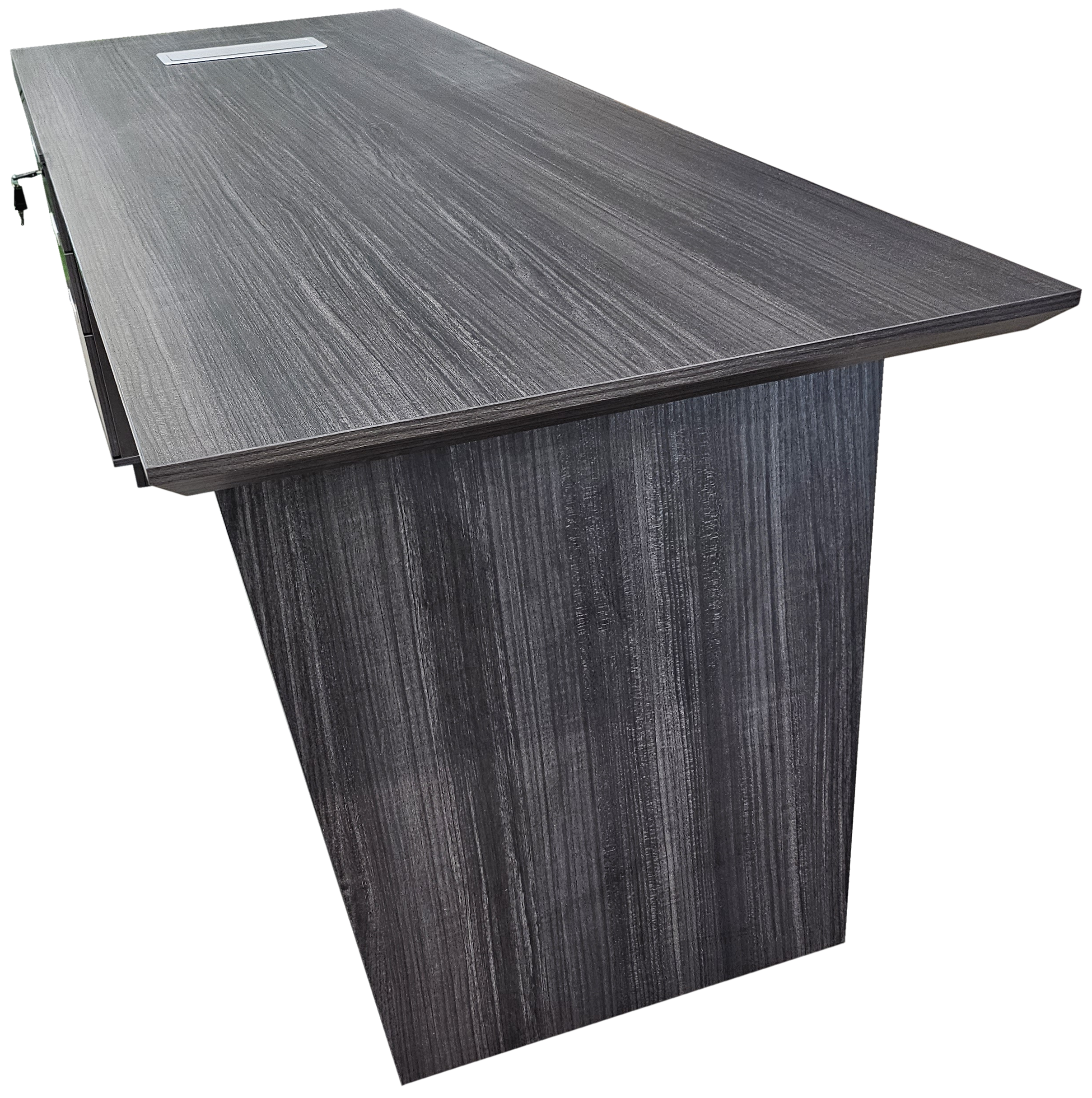 Modern Grey Oak Veneer Straight Executive Office Desk with Built in Pedestal - 1800mm - DG19-S-D18