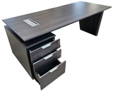 Modern Grey Oak Veneer Executive Office Desk with Built in Pedestal and Inclined Leg - 1600mm - DG19-S-D16
