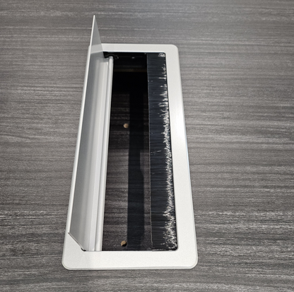 Modern Grey Oak Veneer Executive Office Desk with Built in Pedestal and Inclined Leg - 1800mm - DG19-S-D18