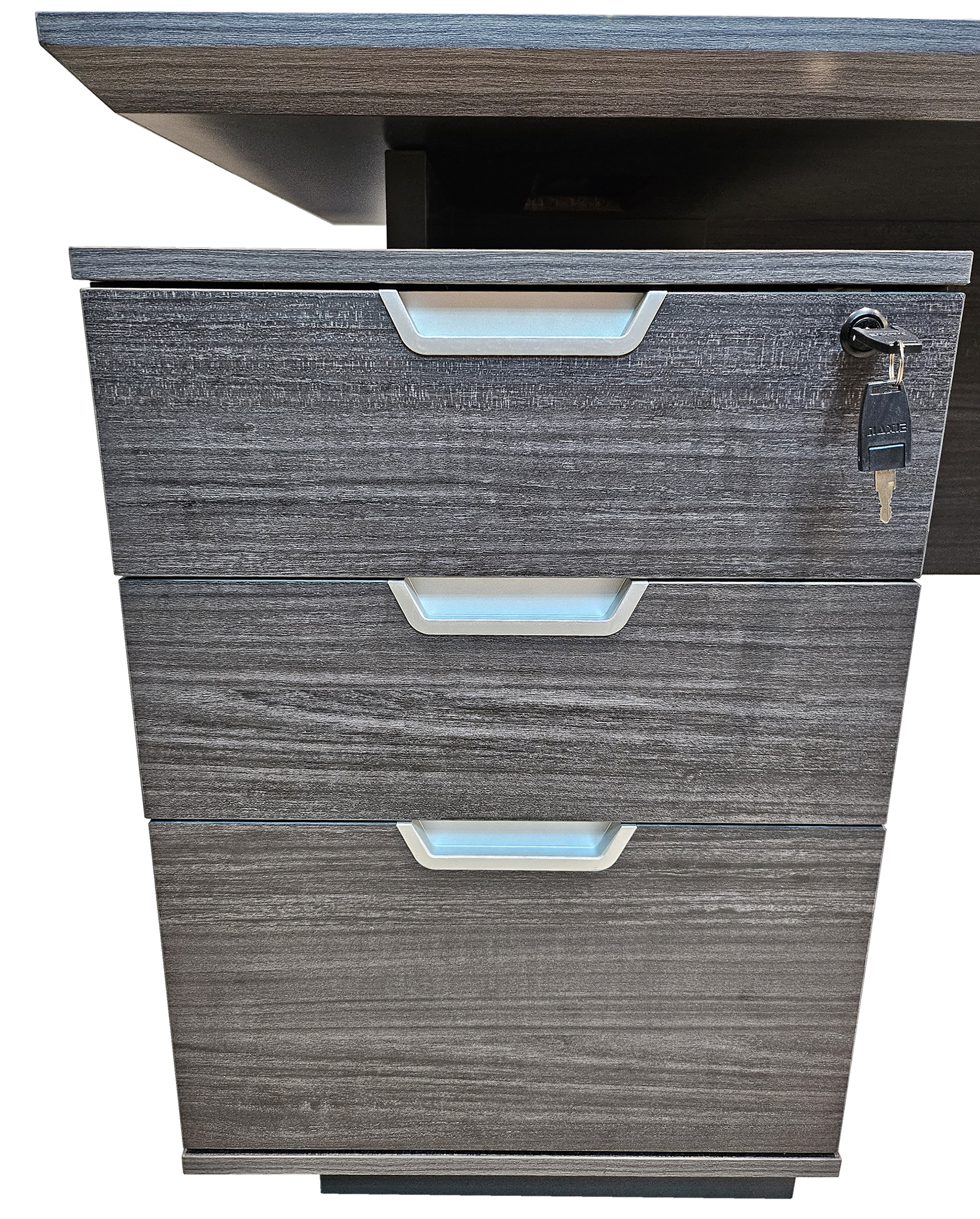 Modern Grey Oak Veneer Straight Executive Office Desk with Built in Pedestal - 1800mm - DG19-S-D18