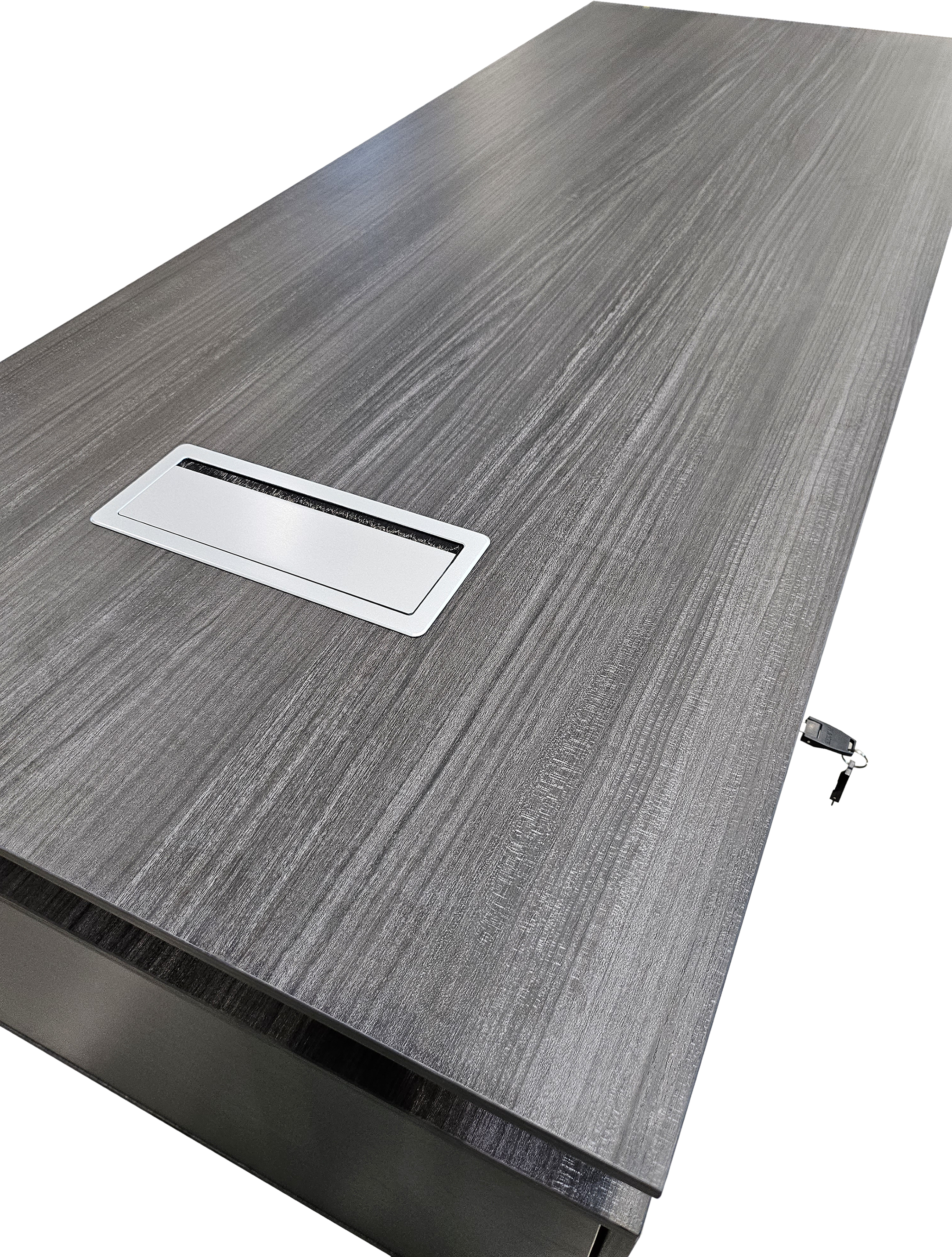 Modern Grey Oak Veneer Straight Executive Office Desk with Built in Pedestal - 1800mm - DG19-S-D18
