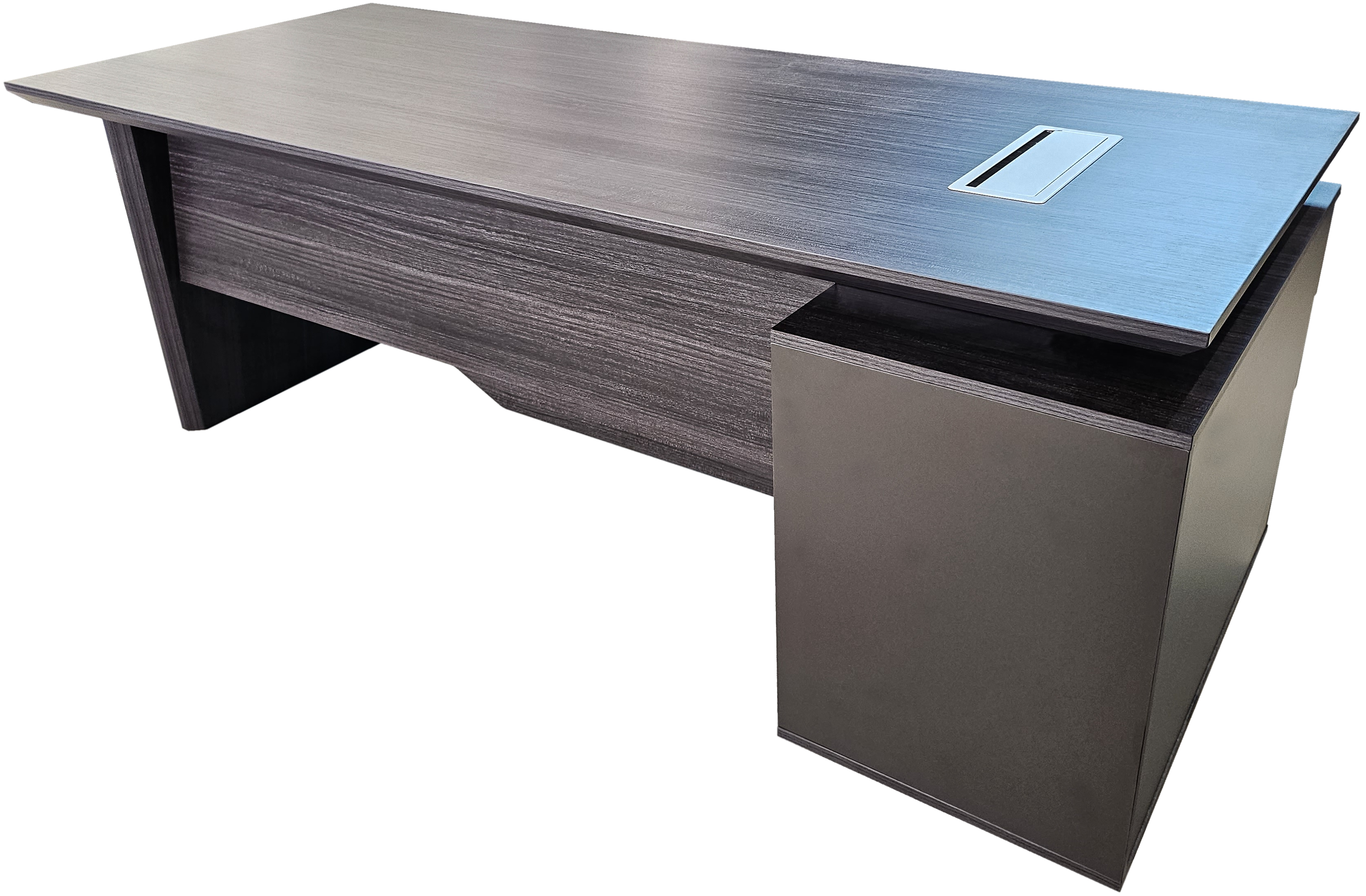 Modern Grey Oak Veneer Straight Executive Office Desk with Built in Pedestal - 1800mm - DG19-S-D18