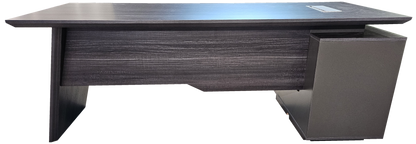 Modern Grey Oak Veneer Executive Office Desk with Built in Pedestal and Inclined Leg - 2000mm - DG19-S-D20