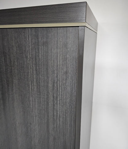 Large Modern Grey Oak Open Bookcase with Two Doors - 2000mm - BWJ-HS0220