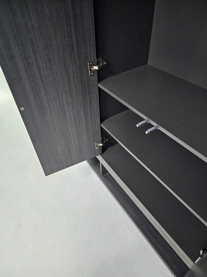 Large Modern Grey Oak Open Bookcase with Two Doors - 2000mm - BWJ-HS0220