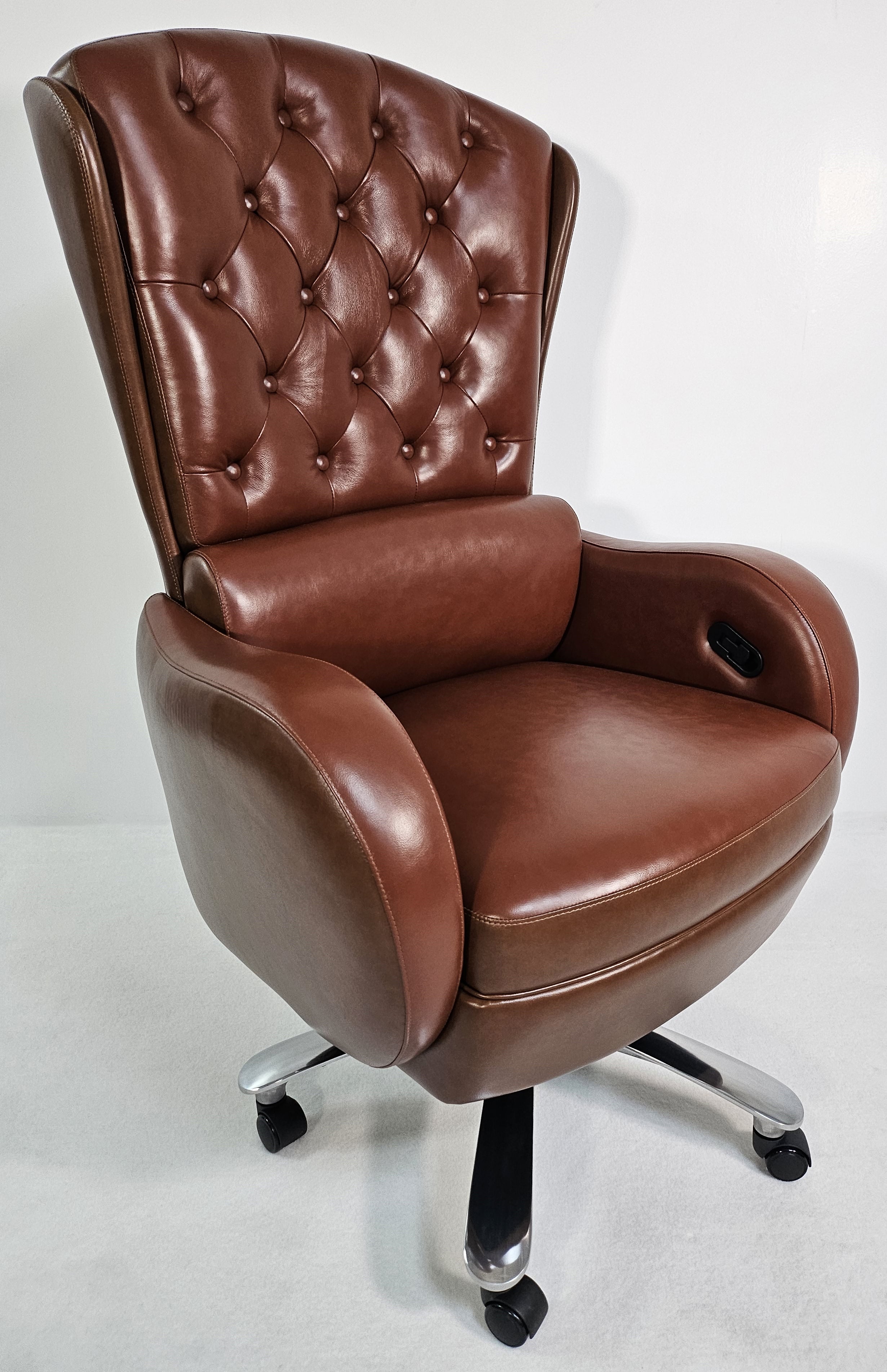 Genuine Brown Leather High Back Executive Office Chair with Chesterfield Design -  6002HL UK
