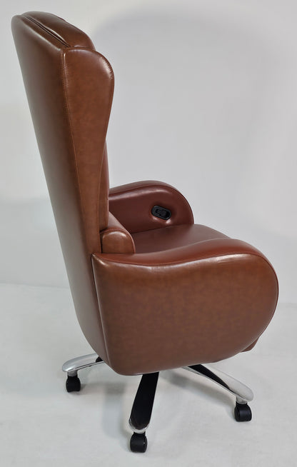 Genuine Brown Leather High Back Executive Office Chair with Chesterfield Design -  6002HL